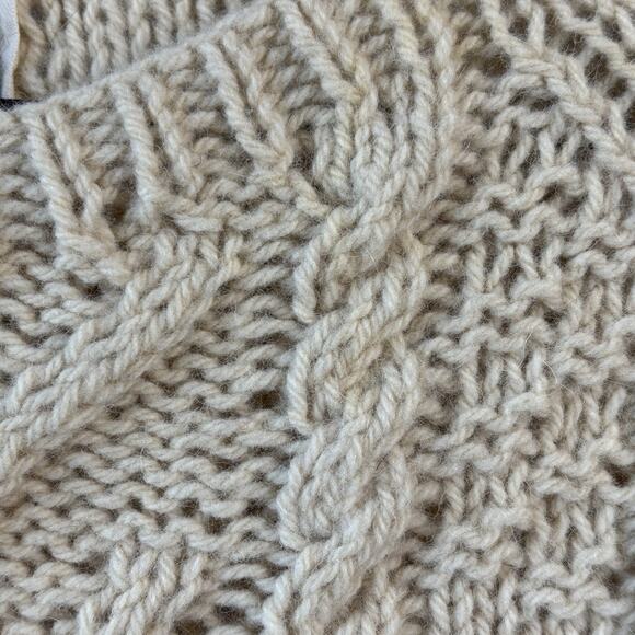 Vintage Strawbridge Clothier Womens Sweater Cream Fisherman Chunky Knit Wool - Picture 6 of 6